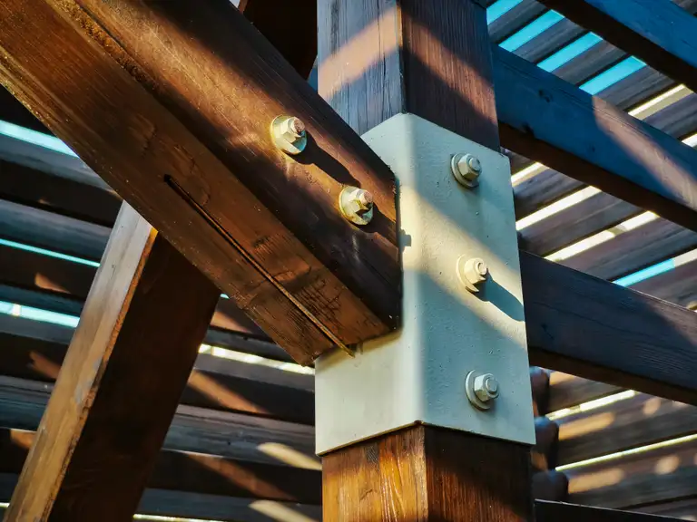 Wooden construction beam and column connections